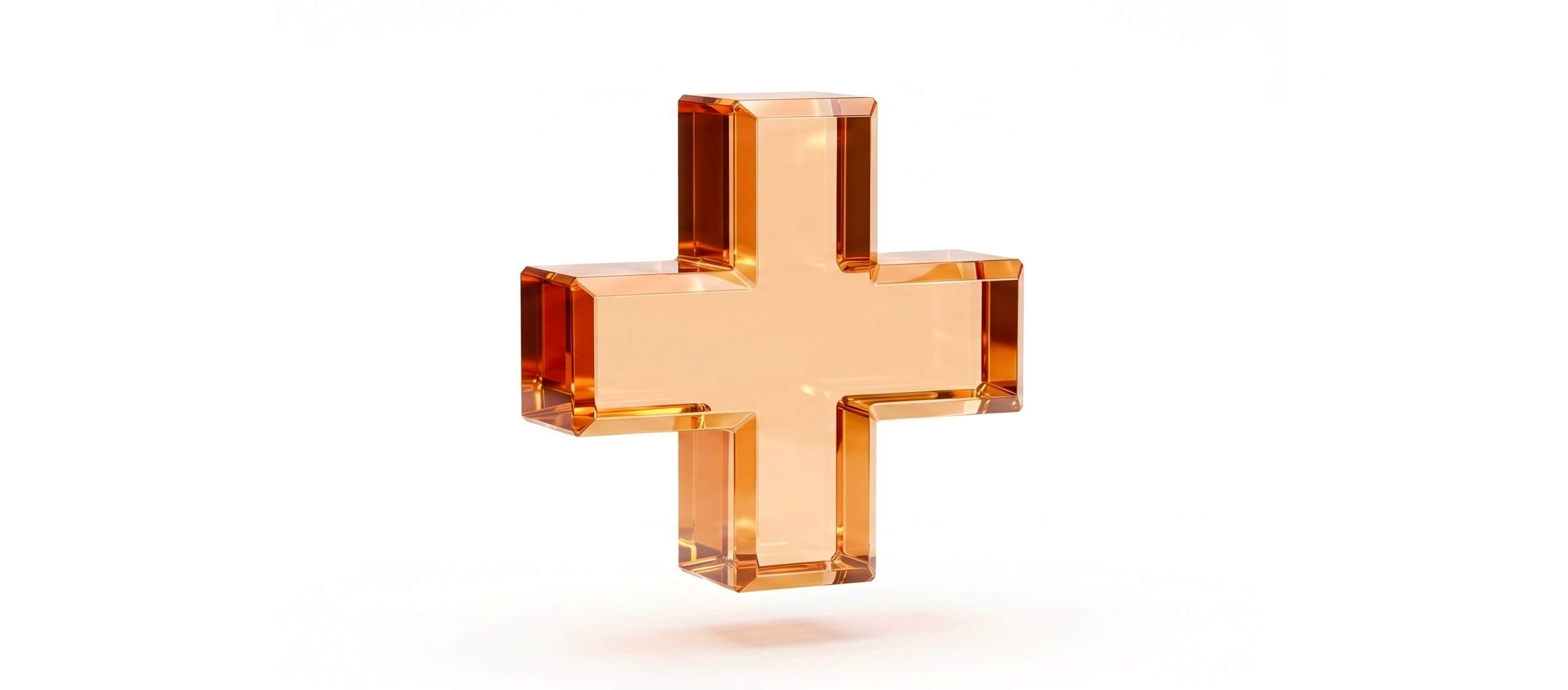 Ein transparentes, orangefarbenes 3D-Pluszeichen als Symbol für das Riddys+ Bonusprogramm. Im Bild steht der Text: 'Mit Riddys+ wirst du für jede Bestellung belohnt - mach jetzt mit!' sowie ein Button 'Jetzt mitmachen'.